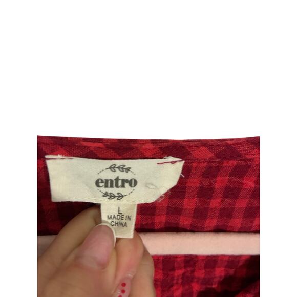 Entro Play It Cool Dress Red Gingham Southern Classy Preppy Colorful Teacher L - Picture 4 of 6